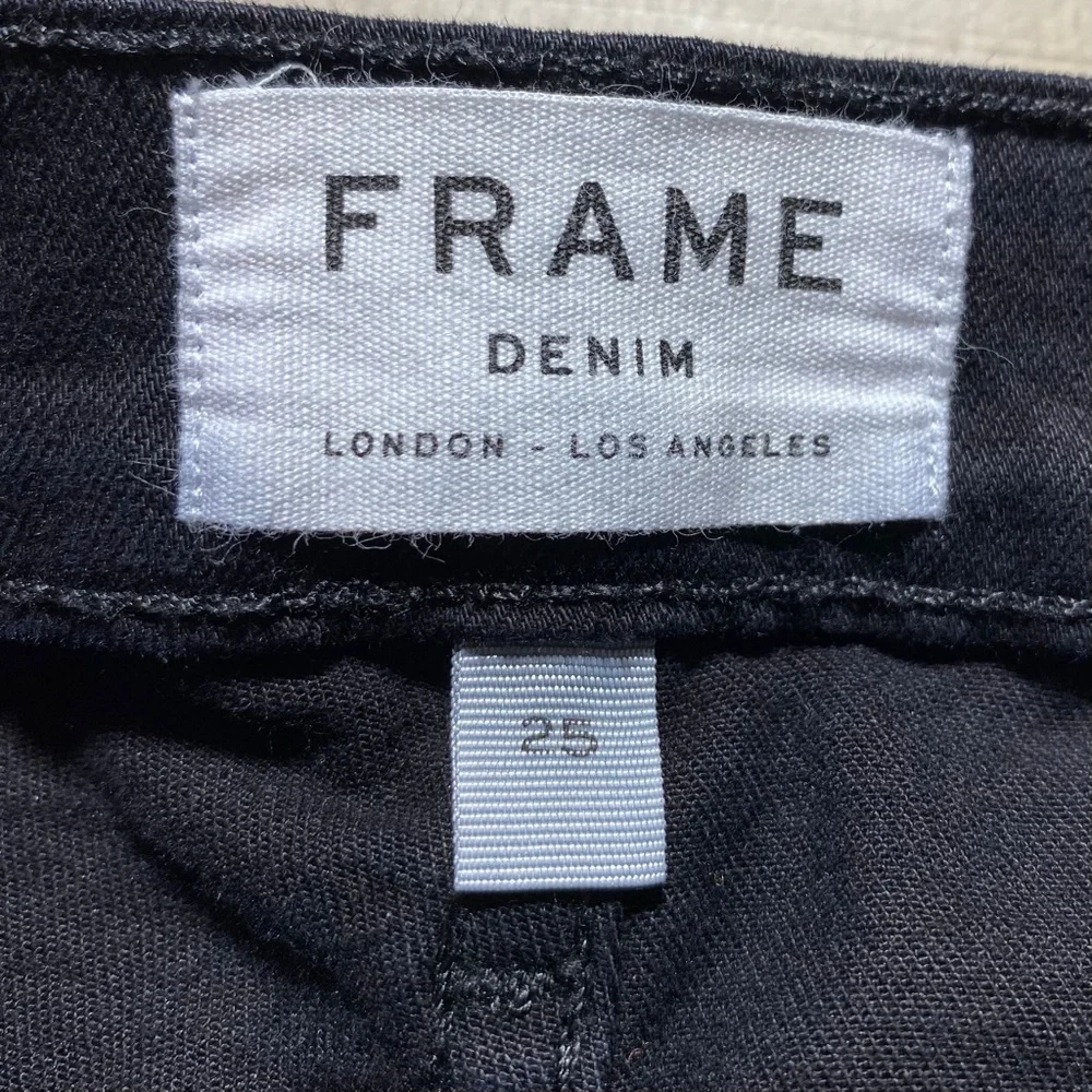 Frame Denim Womens Le High Straight Tuxedo Velvet Stripe‎ Jeans Size 25 Black